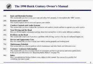 1998 buick century owner's manual