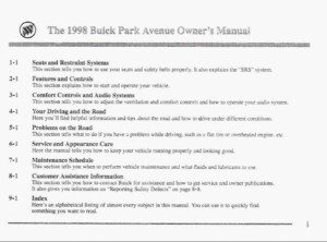 1998 buick park avenue owner's manual