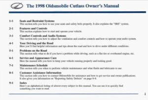 1998 oldsmobile cutlass owner's manual