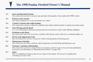 1998 pontiac firebird owner's manual