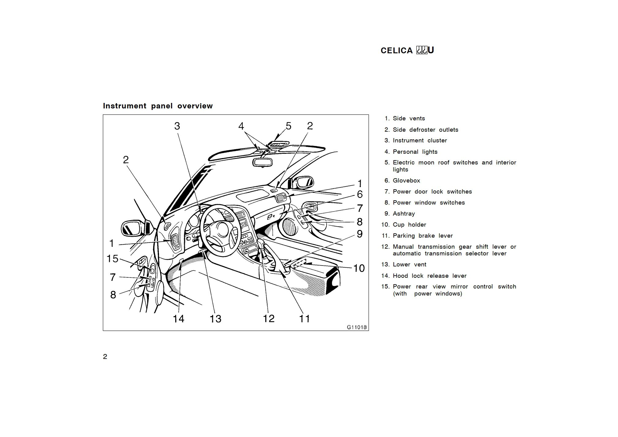 1998 toyota celica owner's manual