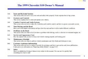 1999 chevrolet s10 owner's manual