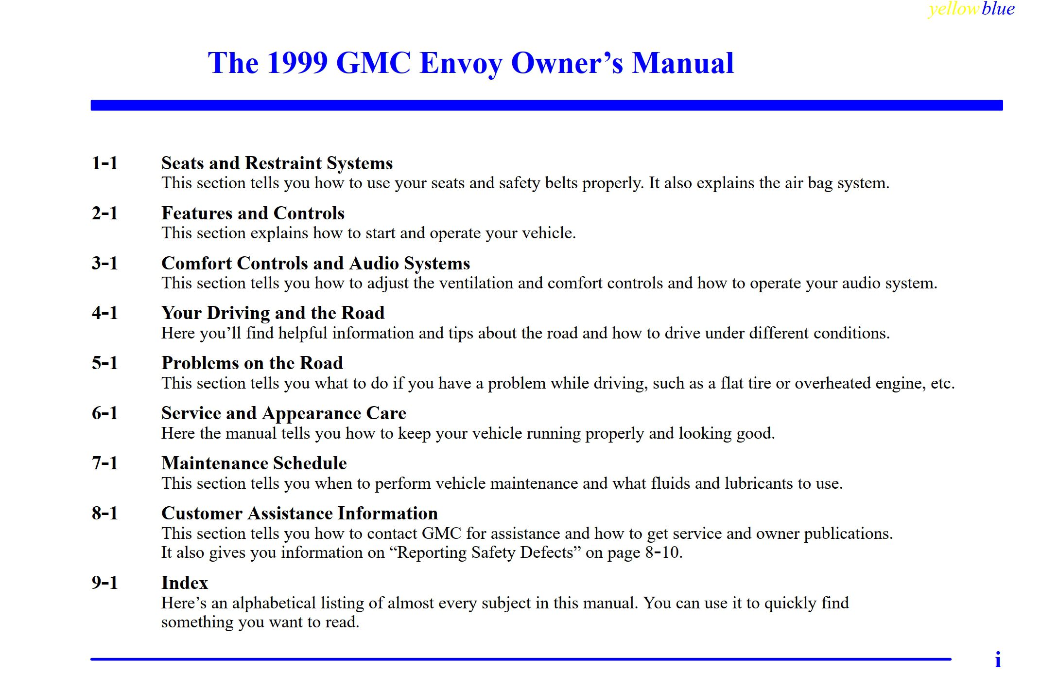 1999 gmc envoy owner's manual