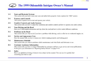 1999 oldsmobile silhouette owner's manual