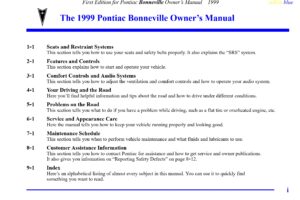 1999 pontiac bonneville owner's manual