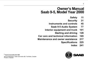 2000 saab 9 5 owner's manual