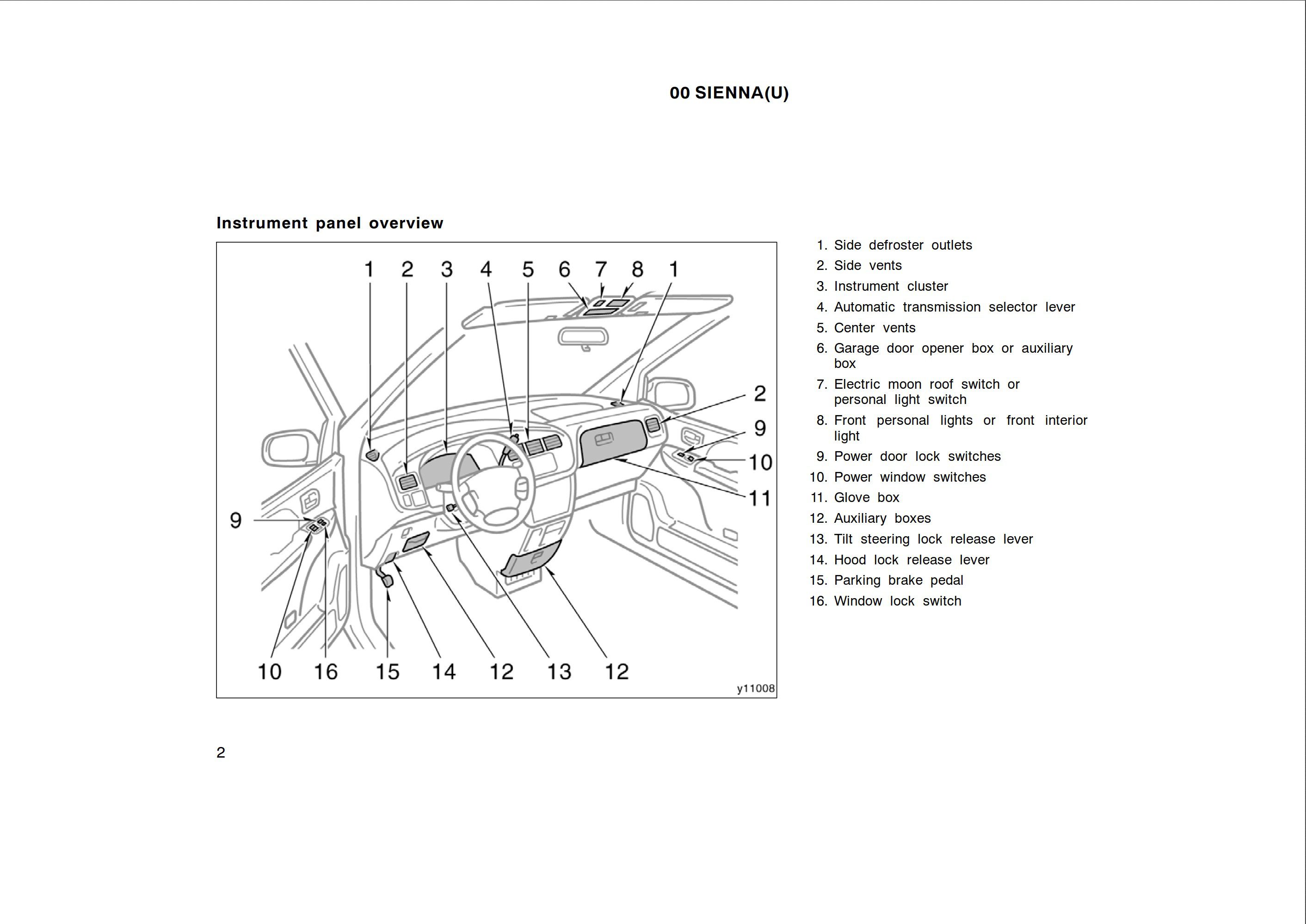 2000 toyota sienna owner's manual