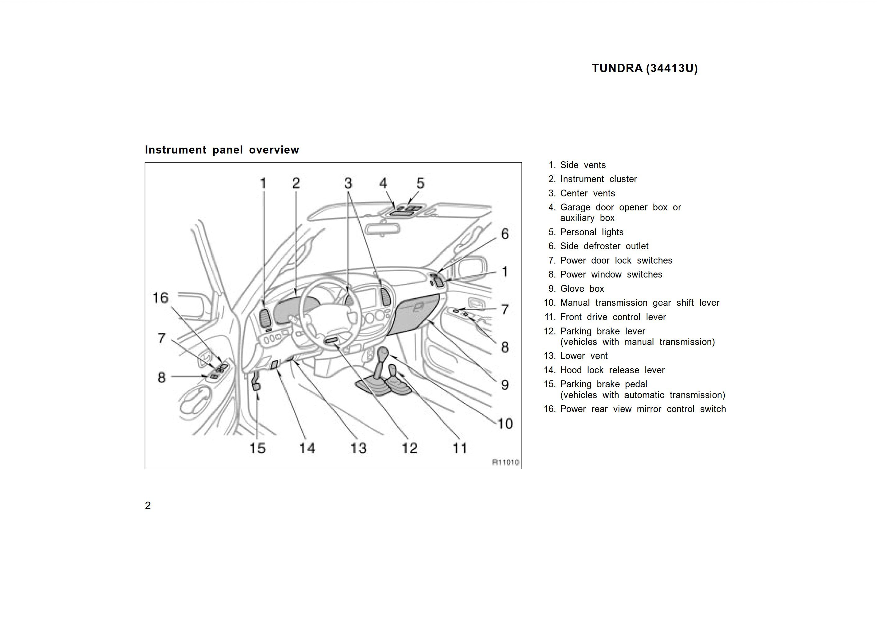 2000 toyota tundra owner's manual