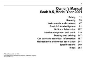 2001 saab 9 5 owner's manual