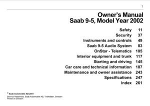 2002 saab 9 5 owner's manual