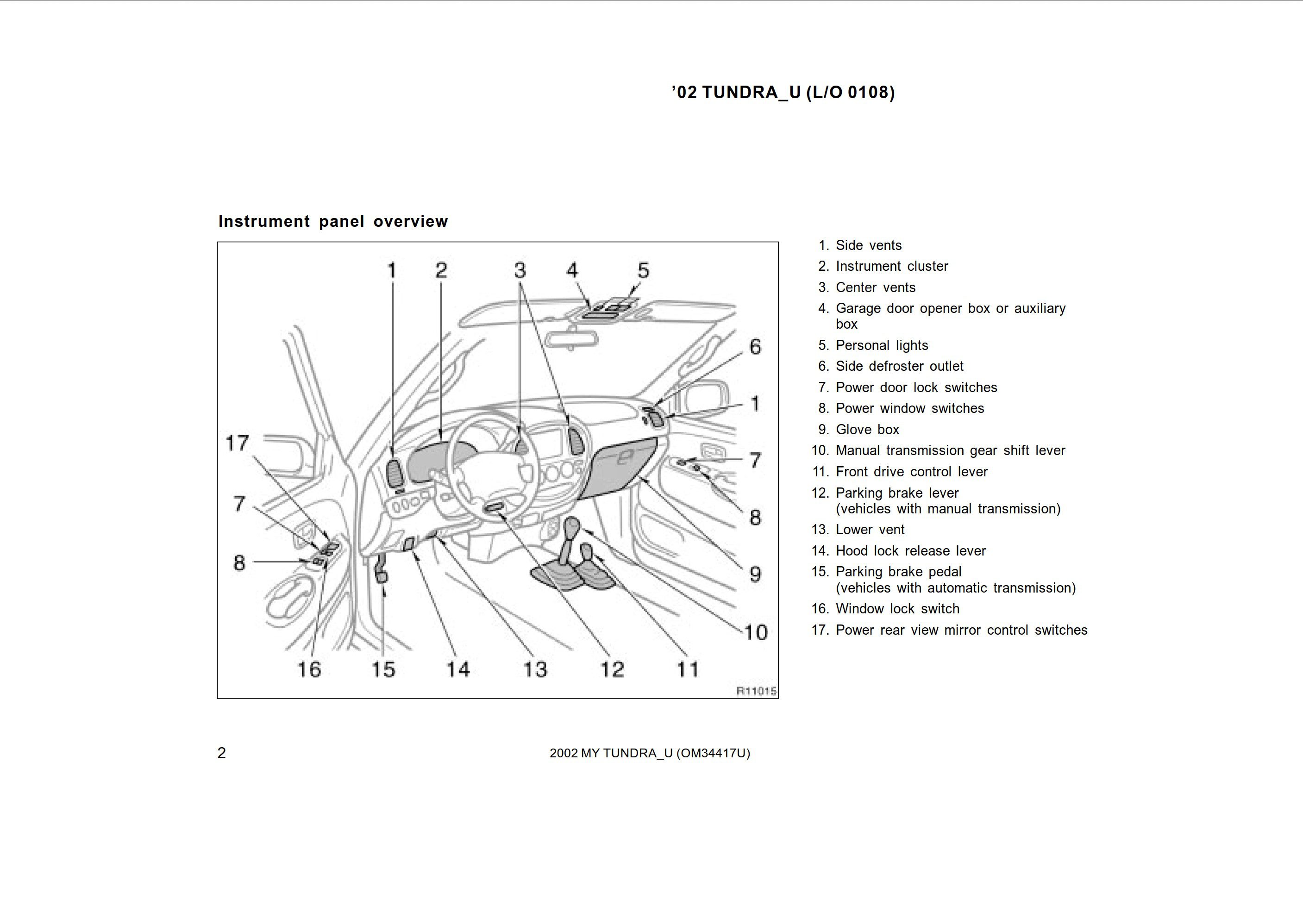 2002 toyota tundra owner's manual