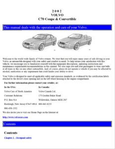 2002 volvo c70 owner's manual