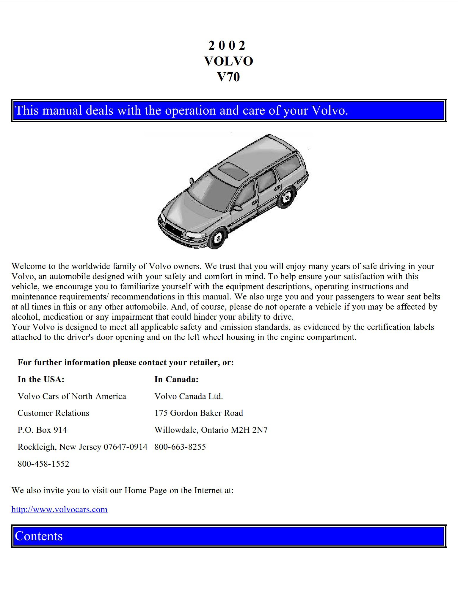 2002 volvo v70 owner's manual