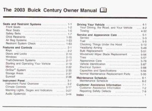 2003 buick century owner's manual