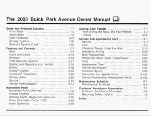 2003 buick park avenue owner's manual