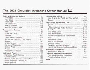 2003 chevrolet avalanche owner's manual