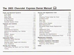 2003 chevrolet express owner's manual