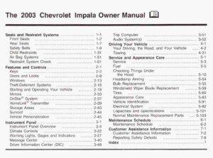 2003 chevrolet impala owner's manual