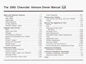 2003 chevrolet venture owner's manual