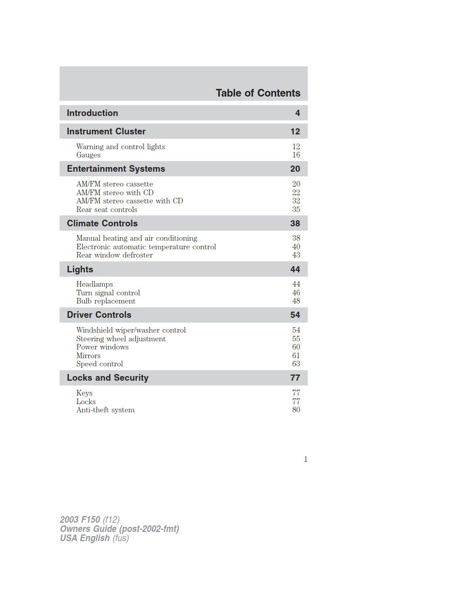 2003 ford f150 owner's manual