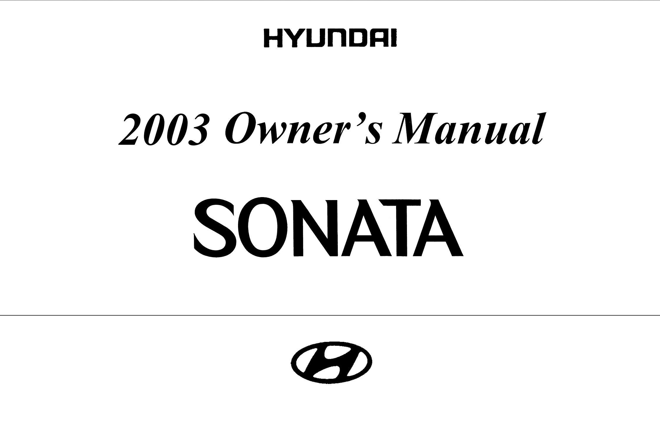 2003 hyundai sonata owner's manual