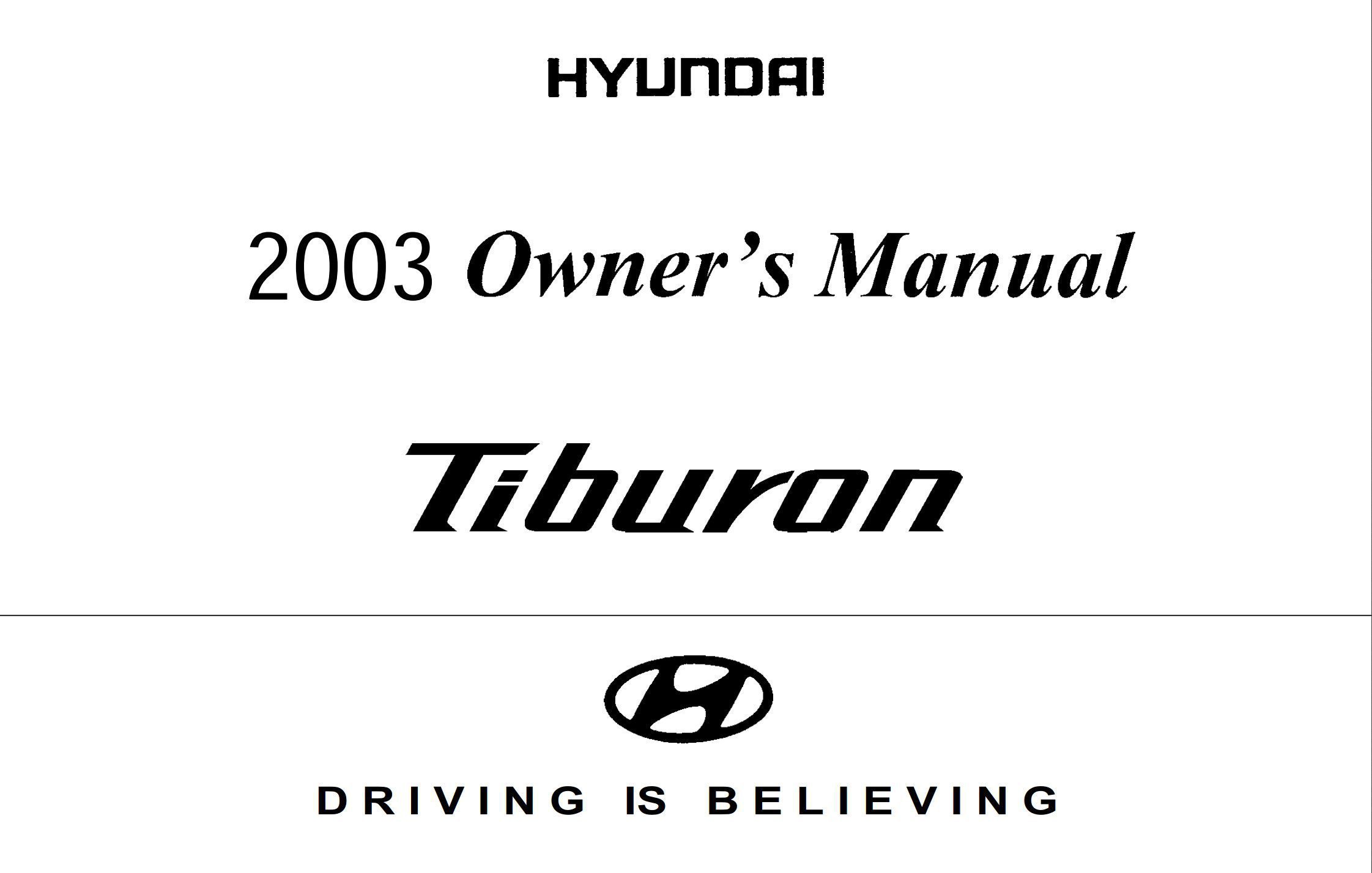 2003 hyundai tiburon owner's manual