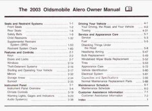 2003 oldsmobile alero owner's manual