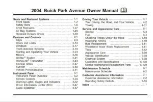 2004 buick park avenue owner's manual