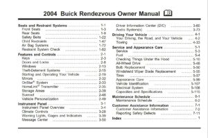 2004 buick rendezvous owner's manual