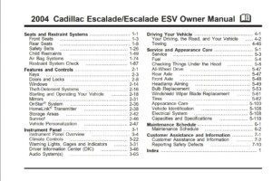 2004 cadillac escalade owner's manual