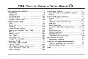 2004 chevrolet corvette owner's manual