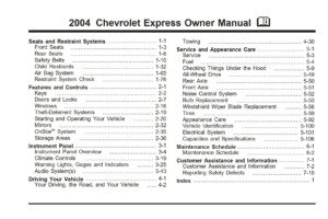 2004 chevrolet express owner's manual