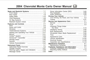 2004 chevrolet monte carlo owner's manual