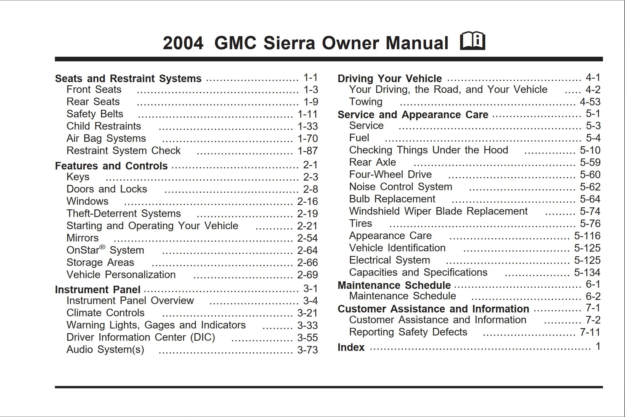 2004 gmc sierra owner's manual