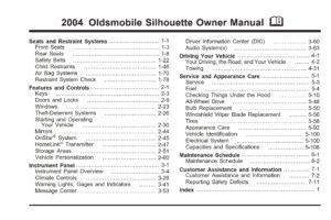 2004 oldsmobile silhouette owner's manual