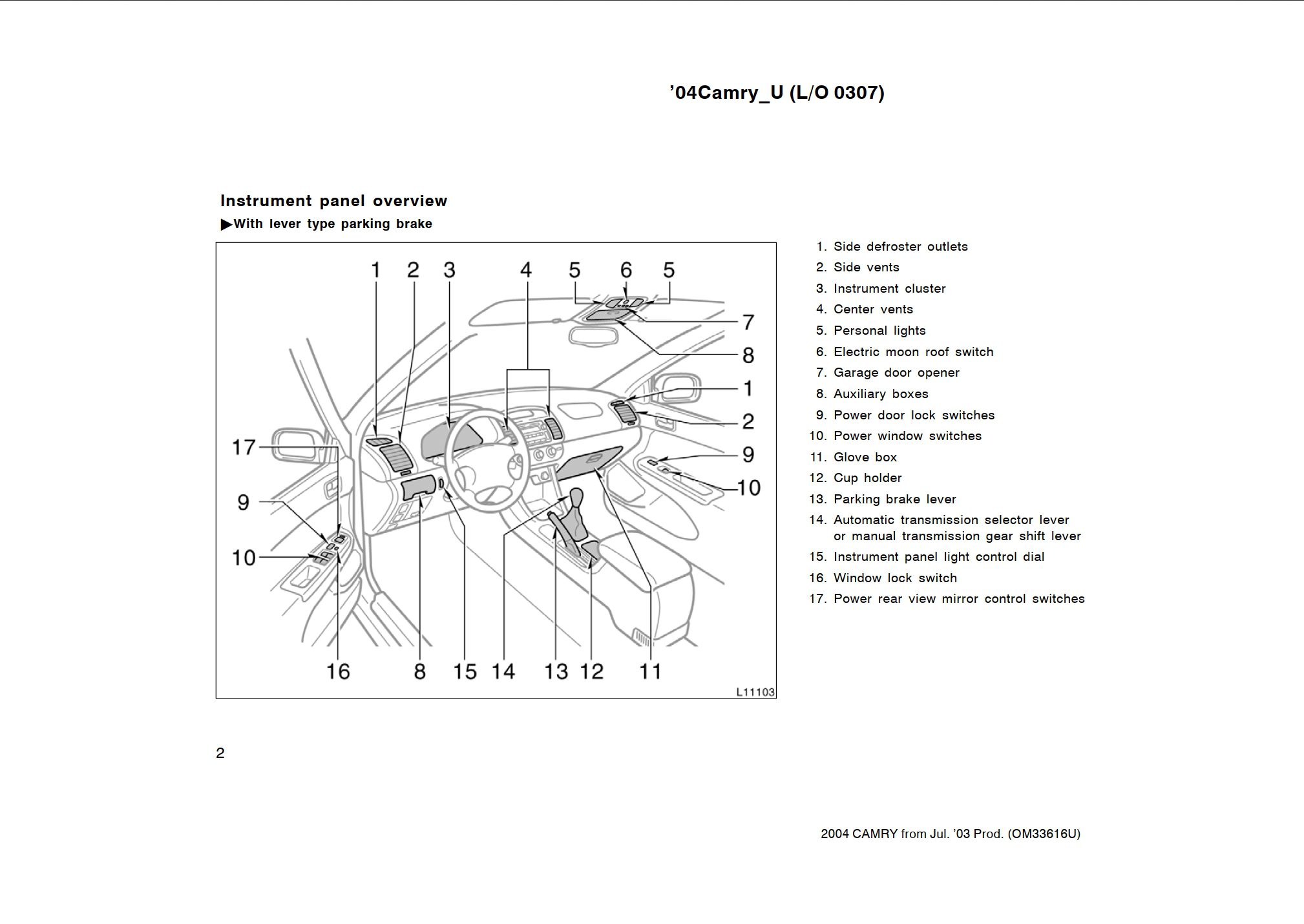 2004 toyota camry owner's manual