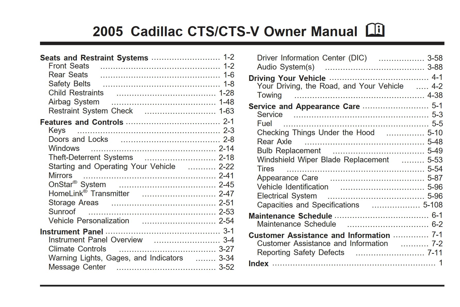 2005 cadillac cts owner's manual