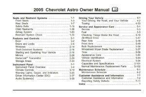 2005 chevrolet astro owner's manual