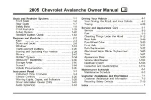 2005 chevrolet avalanche owner's manual