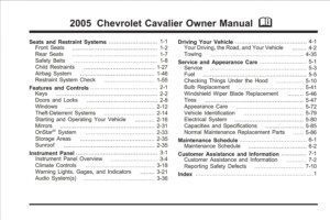 2005 chevrolet cavalier owner's manual