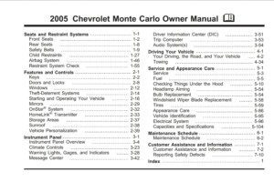 2005 chevrolet monte carlo owner's manual