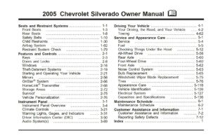 2005 chevrolet silverado owner's manual