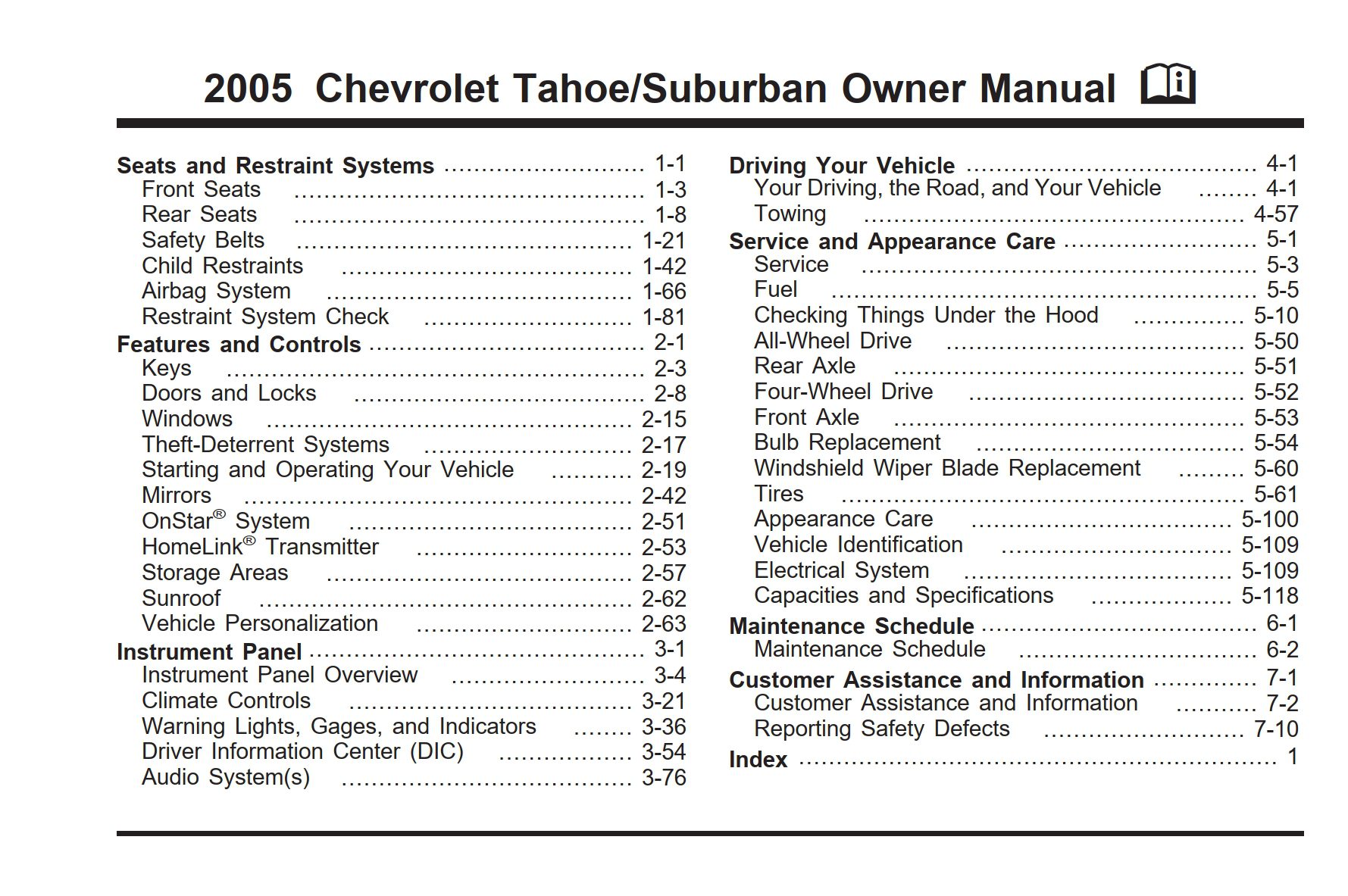 2005 chevrolet suburban owner's manual