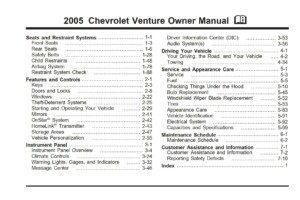 2005 chevrolet venture owner's manual