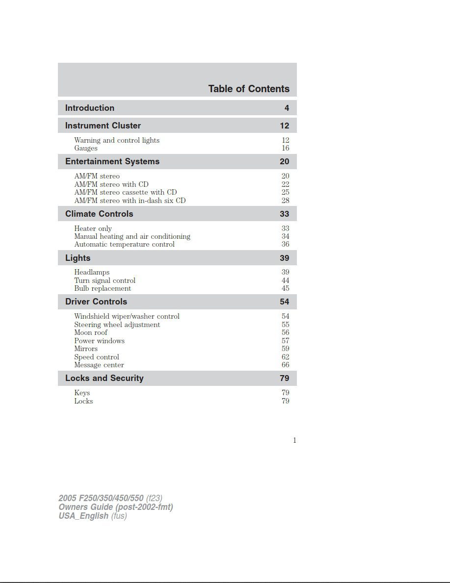 2005 ford f250 super duty owner's manual