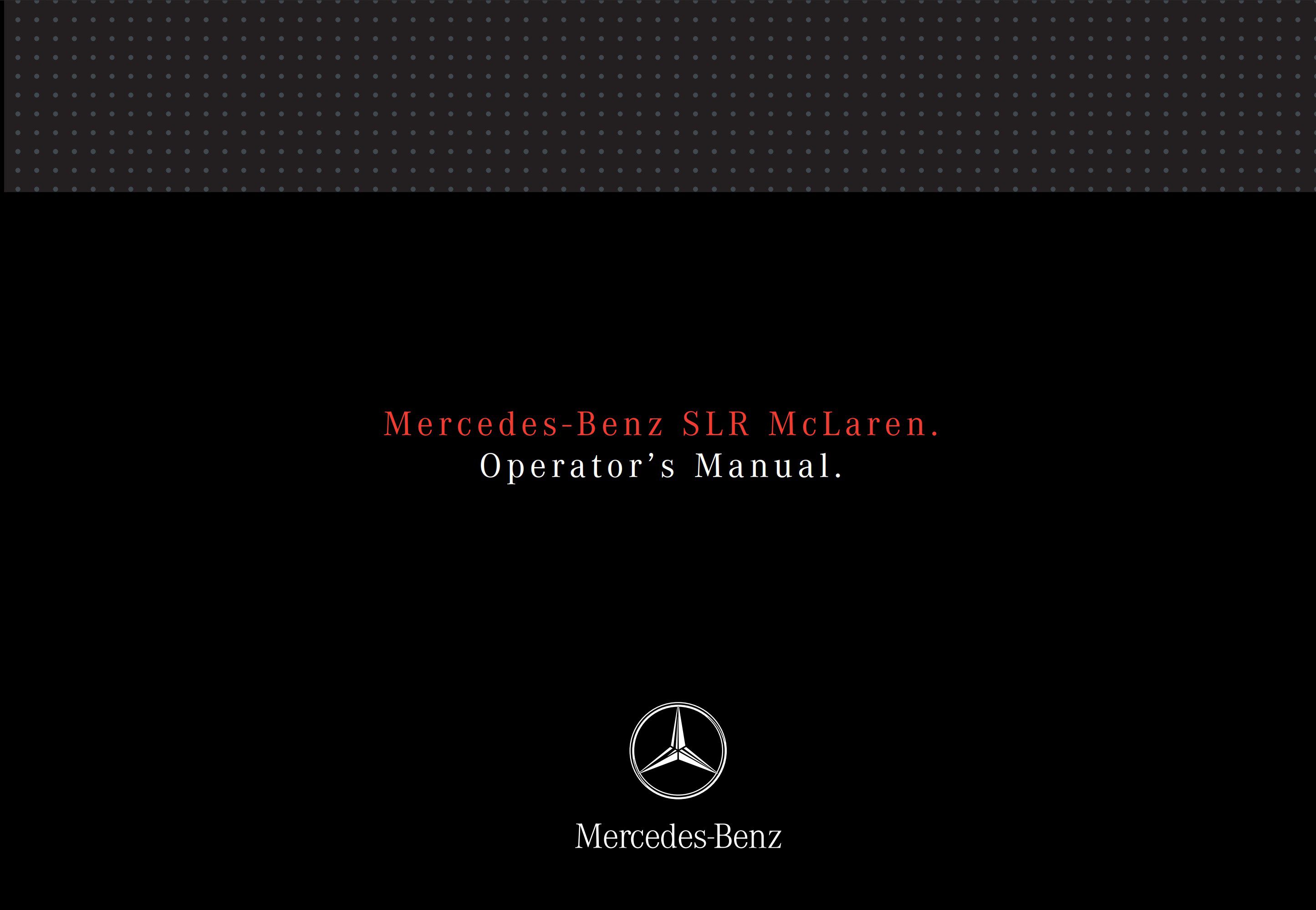 2005 mercedes benz slr class owner's manual