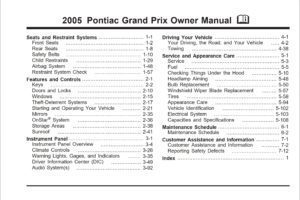 2005 pontiac grand prix owner's manual