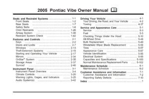 2005 pontiac vibe owner's manual