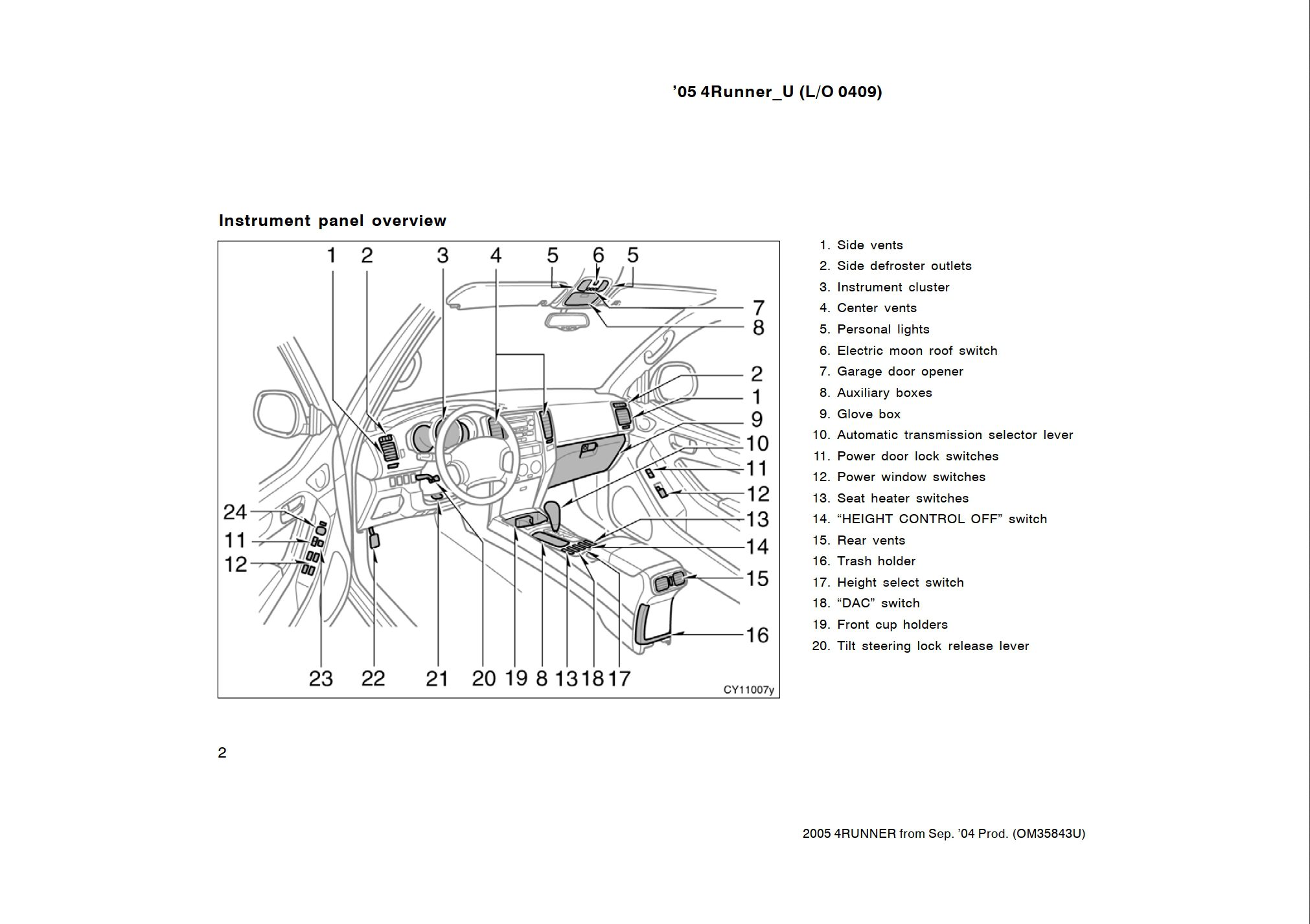 2005 toyota 4runner owner's manual