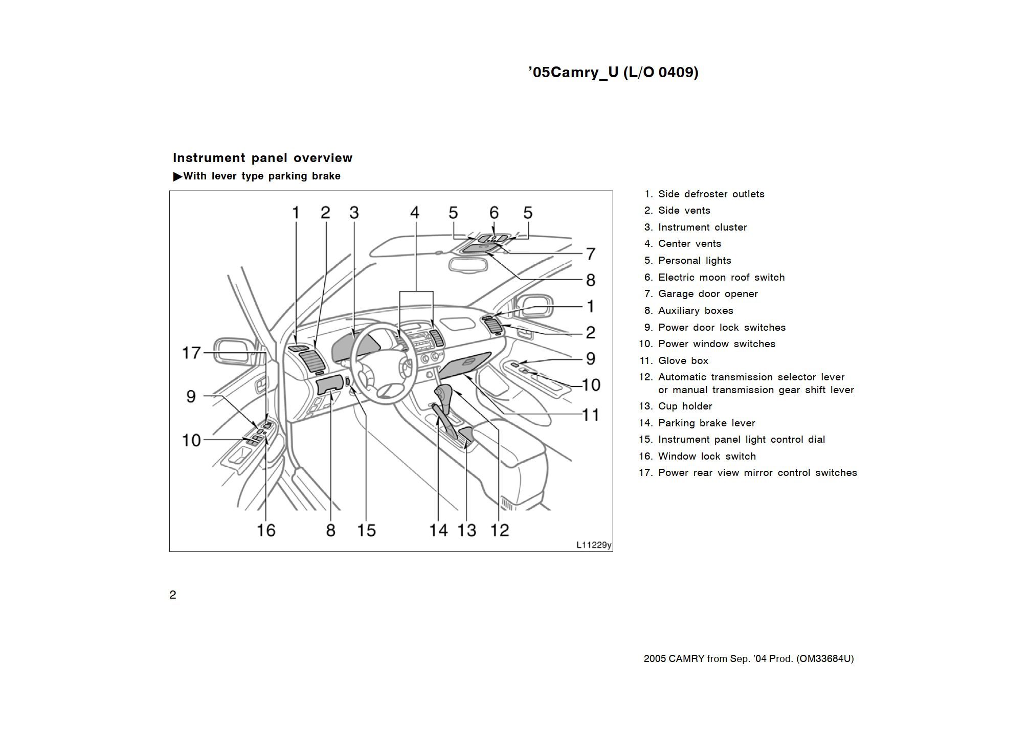 2005 toyota camry owner's manual